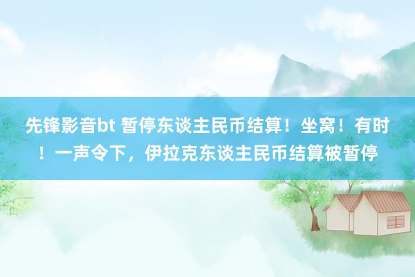 先锋影音bt 暂停东谈主民币结算！坐窝！有时！一声令下，伊拉克东谈主民币结算被暂停