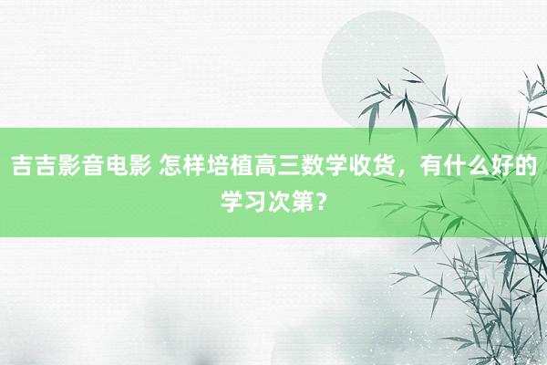 吉吉影音电影 怎样培植高三数学收货，有什么好的学习次第？