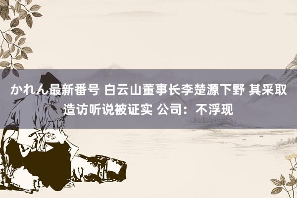 かれん最新番号 白云山董事长李楚源下野 其采取造访听说被证实 公司：不浮现