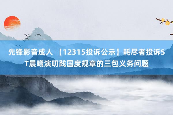 先锋影音成人 【12315投诉公示】耗尽者投诉ST晨曦演叨践国度规章的三包义务问题