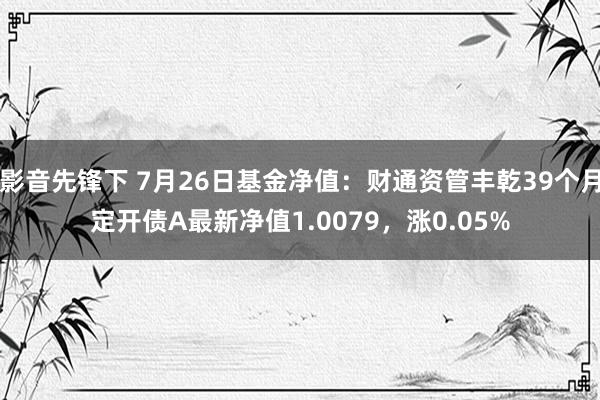 影音先锋下 7月26日基金净值：财通资管丰乾39个月定开债A最新净值1.0079，涨0.05%