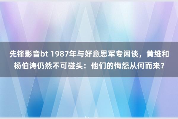 先锋影音bt 1987年与好意思军专闲谈，黄维和杨伯涛仍然不可碰头：他们的悔怨从何而来？