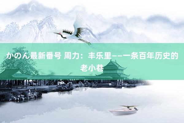 かのん最新番号 周力：丰乐里——一条百年历史的老小巷