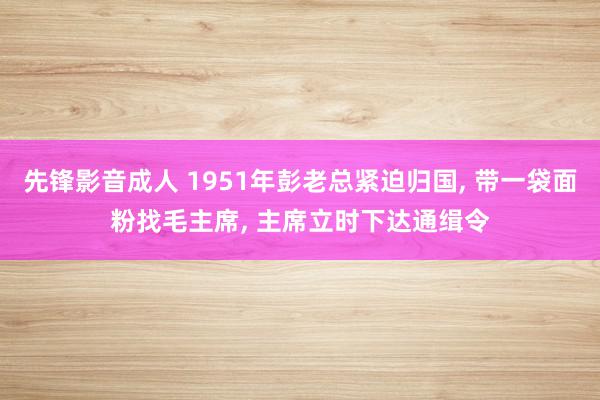 先锋影音成人 1951年彭老总紧迫归国, 带一袋面粉找毛主席, 主席立时下达通缉令