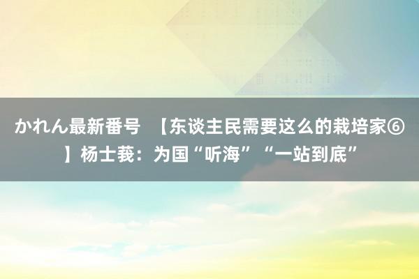 かれん最新番号  【东谈主民需要这么的栽培家⑥】杨士莪：为国“听海” “一站到底”