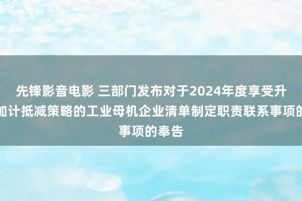 先锋影音电影 三部门发布对于2024年度享受升值税加计抵减策略的工业母机企业清单制定职责联系事项的奉告