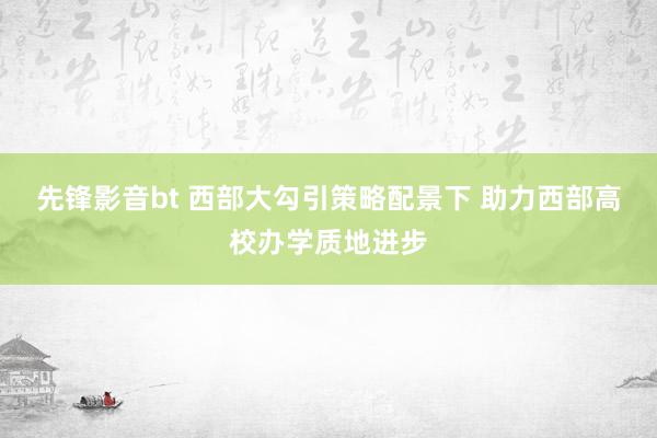 先锋影音bt 西部大勾引策略配景下 助力西部高校办学质地进步