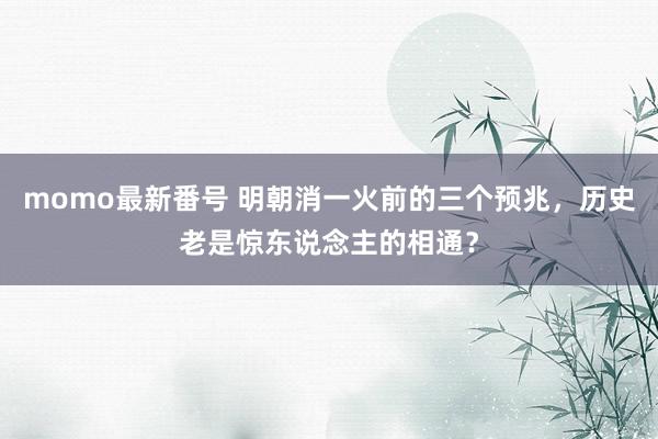 momo最新番号 明朝消一火前的三个预兆，历史老是惊东说念主的相通？